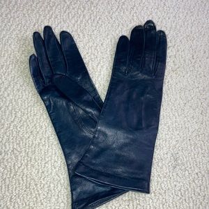 Lord & Taylor Leather Gloves Size 6 Navy Blue